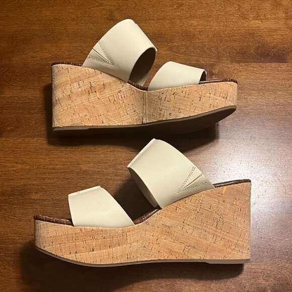 Sam Edelman Damara Wedge Sandals cream leather 11 41 - Picture 8 of 9